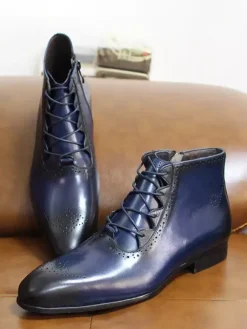 Mens Dress Boots Handmade Genuine Leather Ankle Boots