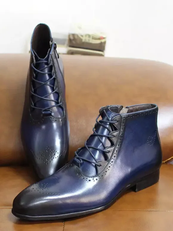 Mens Dress Boots Handmade Genuine Leather Ankle Boots