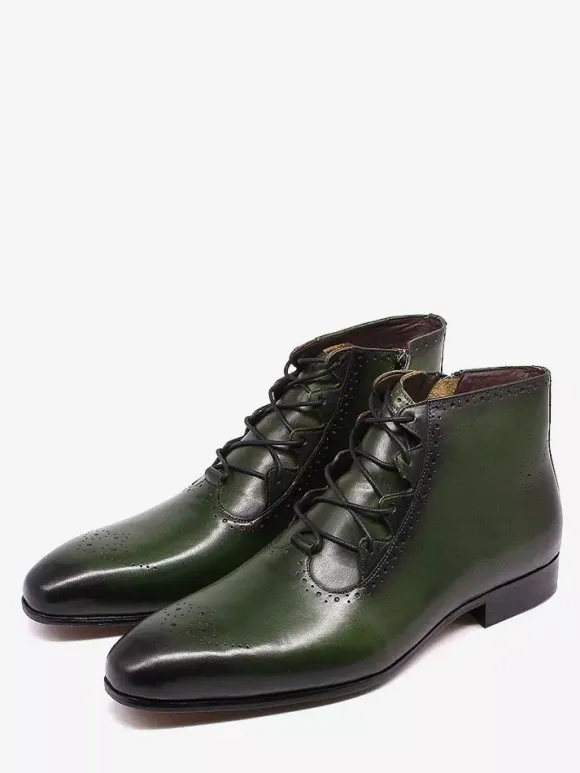 Mens Dress Boots Handmade Genuine Leather Ankle Boots