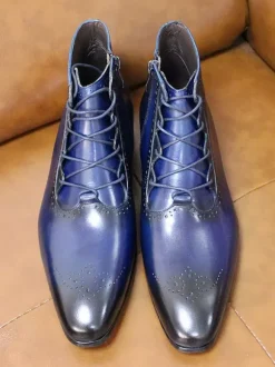 Mens Dress Boots Handmade Genuine Leather Ankle Boots