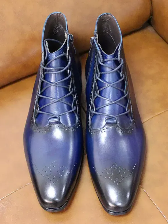 Mens Dress Boots Handmade Genuine Leather Ankle Boots