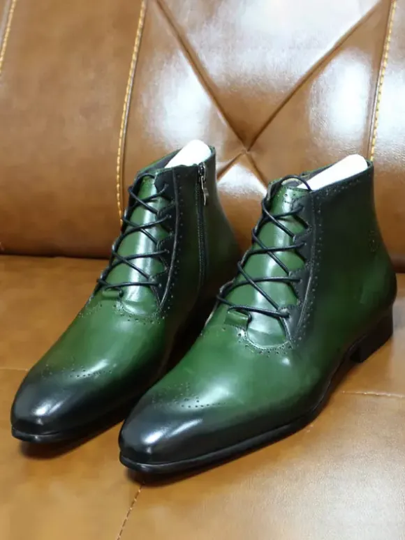 Mens Dress Boots Handmade Genuine Leather Ankle Boots