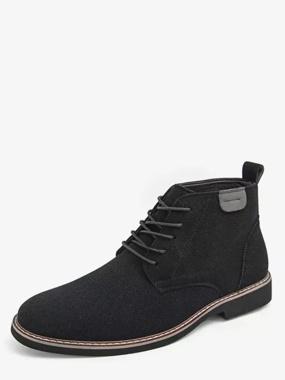 Mens Dress Boots Lace-Ups Suede Leather Ankle Boots