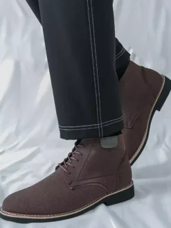 Mens Dress Boots Lace-Ups Suede Leather Ankle Boots