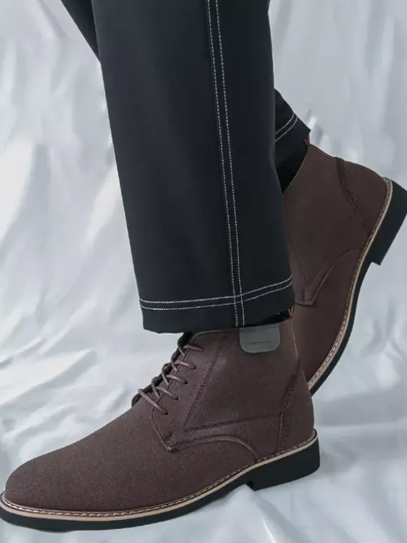Mens Dress Boots Lace-Ups Suede Leather Ankle Boots