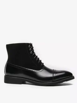 Mens Dress Boots Pointed Toe Oxford Style Lace Up Suede Leather Ankle Boots