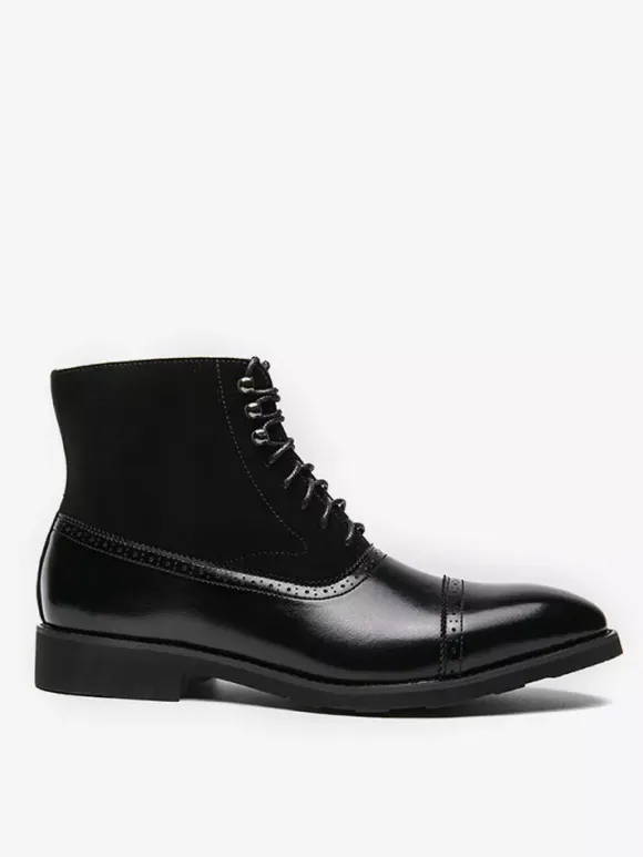 Mens Dress Boots Pointed Toe Oxford Style Lace Up Suede Leather Ankle Boots