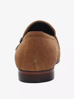 Men's Dress Loafers Suede Round Toe Buckle Detail Slip On Shoes