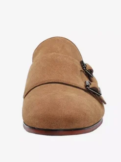 Men's Dress Loafers Suede Round Toe Buckle Detail Slip On Shoes