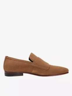 Men's Dress Loafers Suede Round Toe Buckle Detail Slip On Shoes