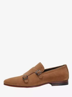 Men's Dress Loafers Suede Round Toe Buckle Detail Slip On Shoes
