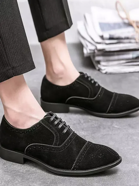 Men's Dress Oxford Formal Shoes Quality Pointed Toe Strap Adjustable PU Leather