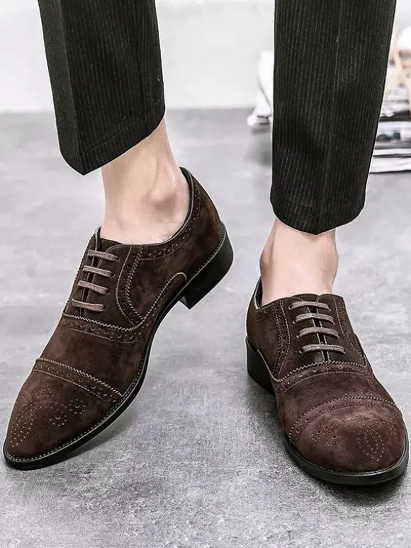 Men's Dress Oxford Formal Shoes Quality Pointed Toe Strap Adjustable PU Leather