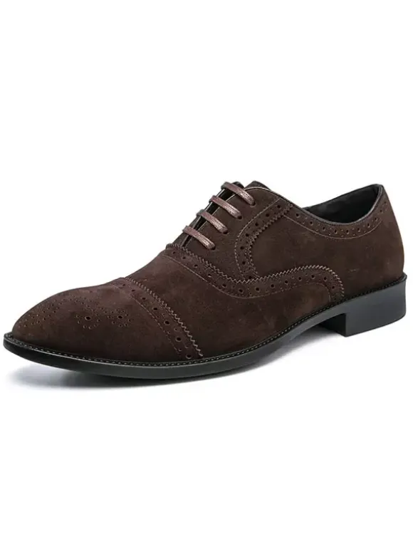 Men's Dress Oxford Formal Shoes Quality Pointed Toe Strap Adjustable PU Leather