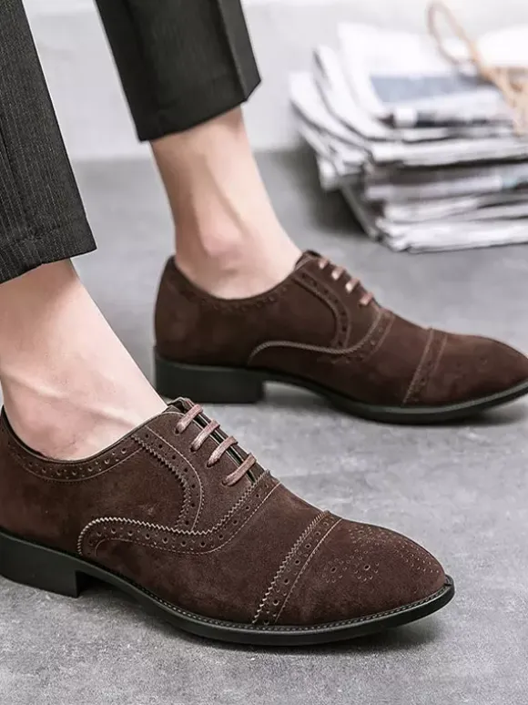 Men's Dress Oxford Formal Shoes Quality Pointed Toe Strap Adjustable PU Leather
