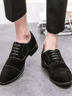 Men's Dress Oxford Formal Shoes Quality Pointed Toe Strap Adjustable PU Leather