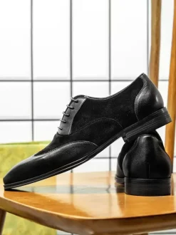 Mens Dress Oxford Pointed Toe Suede Cowhide Prom Homecoming Wedding Shoes