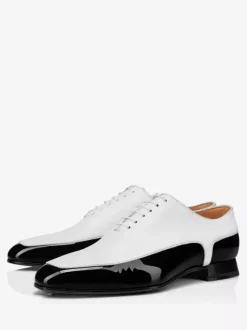 Mens Dress Oxfords White Black Patent Leather Prom Party Wedding Shoes