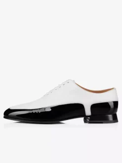 Mens Dress Oxfords White Black Patent Leather Prom Party Wedding Shoes
