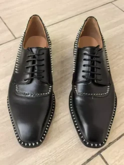 Men's Dress Shoes Black Square Toe Rhinestones Lace Up Wedding Prom Shoes