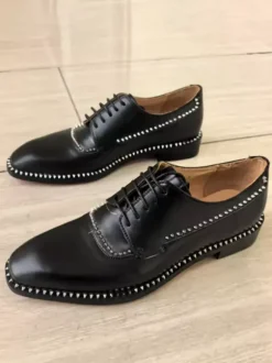 Men's Dress Shoes Black Square Toe Rhinestones Lace Up Wedding Prom Shoes