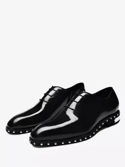 Men's Dress Shoes Fashion Round Toe Rivets Cowhide Oxford Tuxedo Dress Shoes