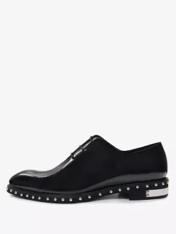 Men's Dress Shoes Fashion Round Toe Rivets Cowhide Oxford Tuxedo Dress Shoes