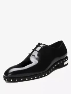 Men's Dress Shoes Fashion Round Toe Rivets Cowhide Oxford Tuxedo Dress Shoes