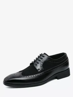 Men's Dress Shoes Fashion Round Toe Lace Up Oxford Prom Party Wedding Shoes