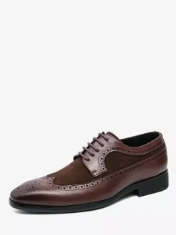 Men's Dress Shoes Fashion Round Toe Lace Up Oxford Prom Party Wedding Shoes