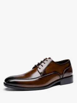 Men's Dress Shoes Fashion Square Toe PU Leathe Derby Prom Wedding Shoes