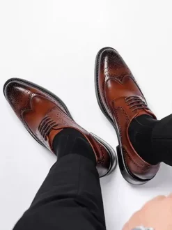 Mens Dress Shoes Formal Business Classic Lace Up Wingtip Oxford Shoes