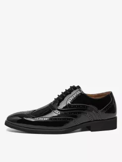 Men's Dress Shoes Gold Round Toe Lace Up Oxford Shoes