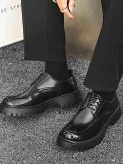 Mens Dress Shoes Non Slip Platform Lace Up Low Top Derbies Shoes