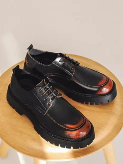 Mens Dress Shoes Non Slip Platform Lace Up Low Top Derbies Shoes