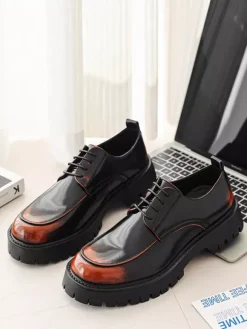 Mens Dress Shoes Non Slip Platform Lace Up Low Top Derbies Shoes