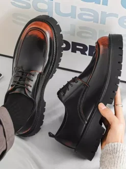 Mens Dress Shoes Non Slip Platform Lace Up Low Top Derbies Shoes
