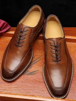 Men's Dress Shoes Round Toe Derby Prom Party Wedding Shoes