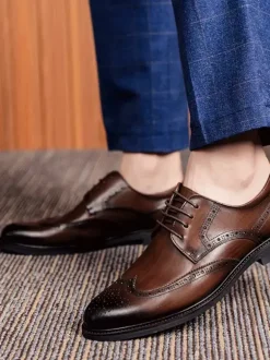 Men's Dress Shoes Round Toe Derby Prom Party Wedding Shoes