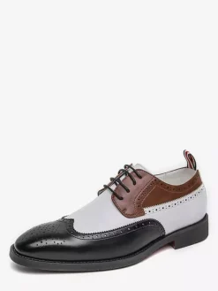 Mens Dress Shoes Round Toe Low Heels Contrasting Colors Derbies Shoes