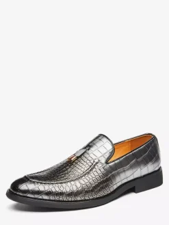 Men's Dress Shoes Round Toe Snake Pattern Slip On Shoes