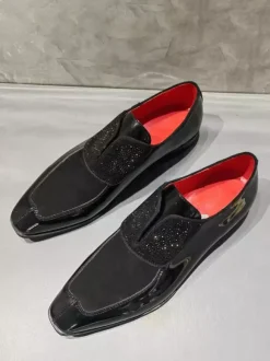 Men's Dress Shoes Square Toe Slip On Prom Wedding Shoes