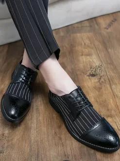 Men's Dress Shoes Stylish Round Toe PU Leather