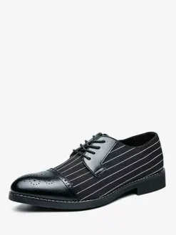 Men's Dress Shoes Stylish Round Toe PU Leather