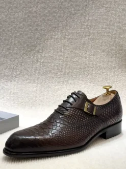 Mens Dress Shoes Trendy Snake Embossed Leather Business Office Shoes