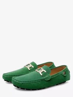 Men's Driving Shoes Round Toe Metal Detail Slip On Casual Shoes