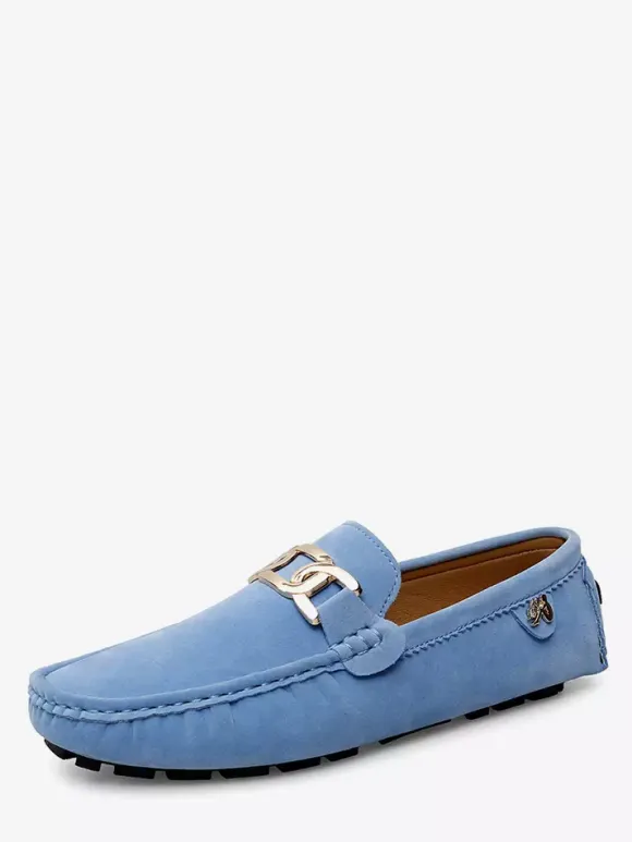 Men's Driving Shoes Round Toe Metal Detail Slip On Casual Shoes