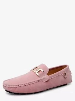 Men's Driving Shoes Round Toe Metal Detail Slip On Casual Shoes