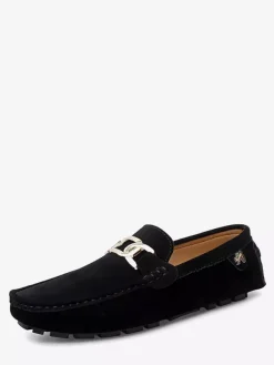 Men's Driving Shoes Round Toe Metal Detail Slip On Casual Shoes
