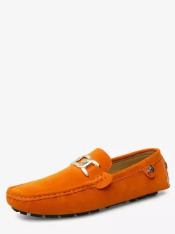Men's Driving Shoes Round Toe Metal Detail Slip On Casual Shoes